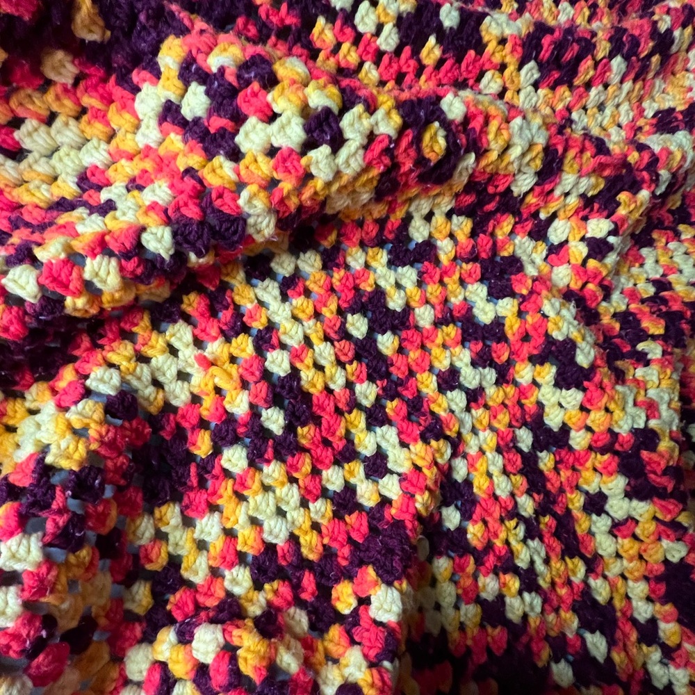Vibrant Vintage Orange Handmade Crocheted Blanket
